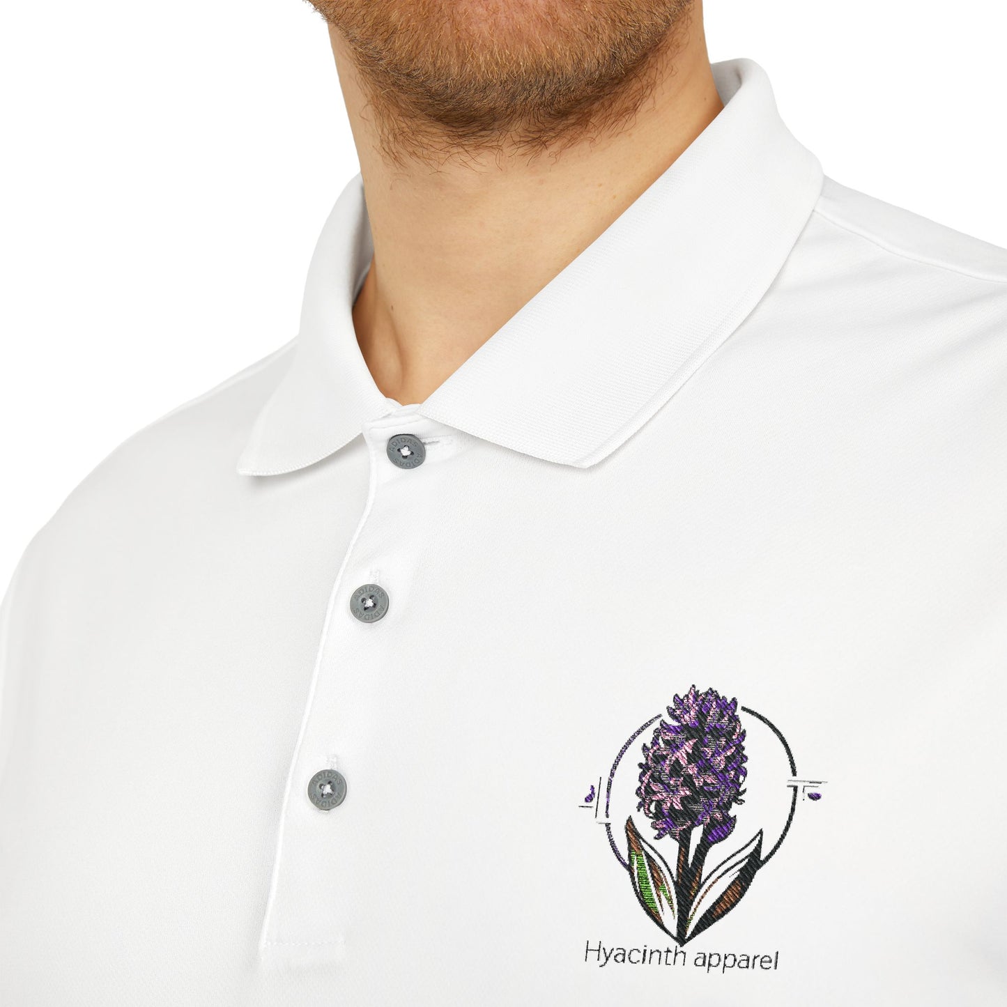 Polo Shirt Adidas Hyacinth Flower Embroidered Unisex Performance