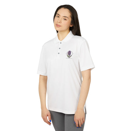 Polo Shirt Adidas Hyacinth Flower Embroidered Unisex Performance