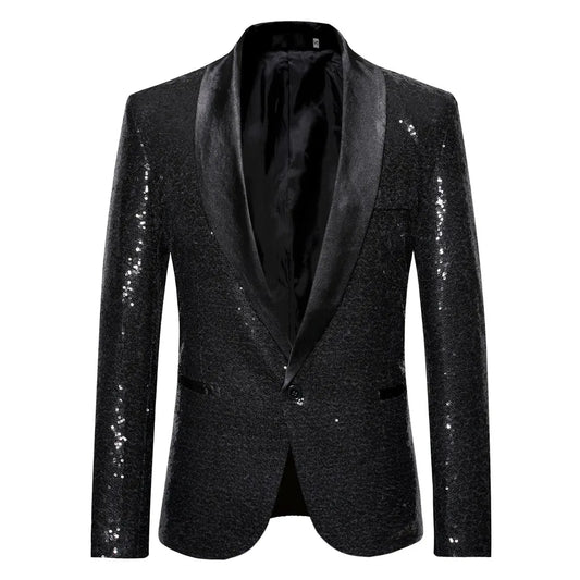 Gold Black Sequin Blazer Men Blue Silver Red Sparkly Glitter DJ Blazer Jacket Wedding Party Dress Suit Stage Clothes for Singers